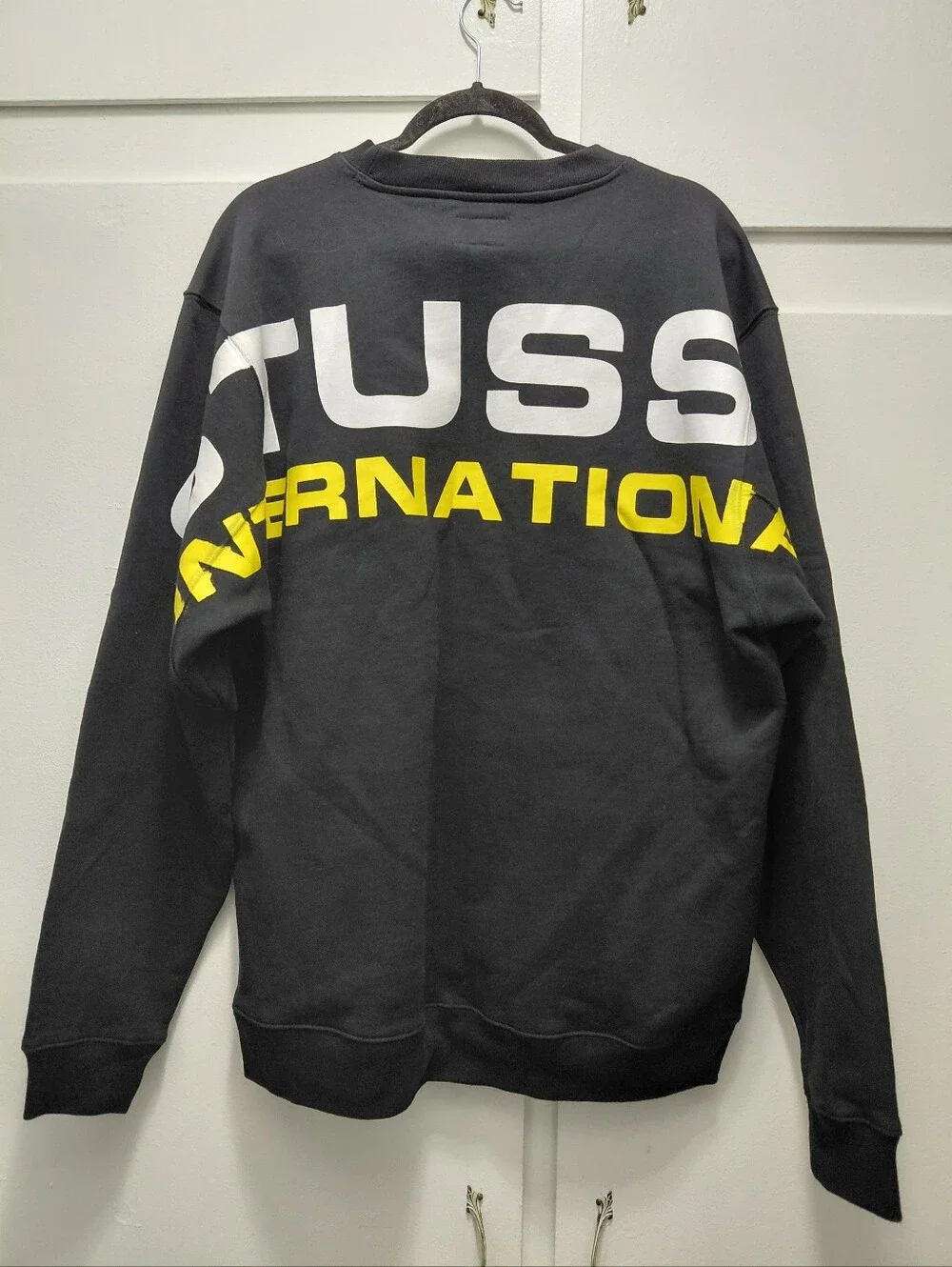 Stussy Black Crewneck Sweatshirt with White Logo Tag